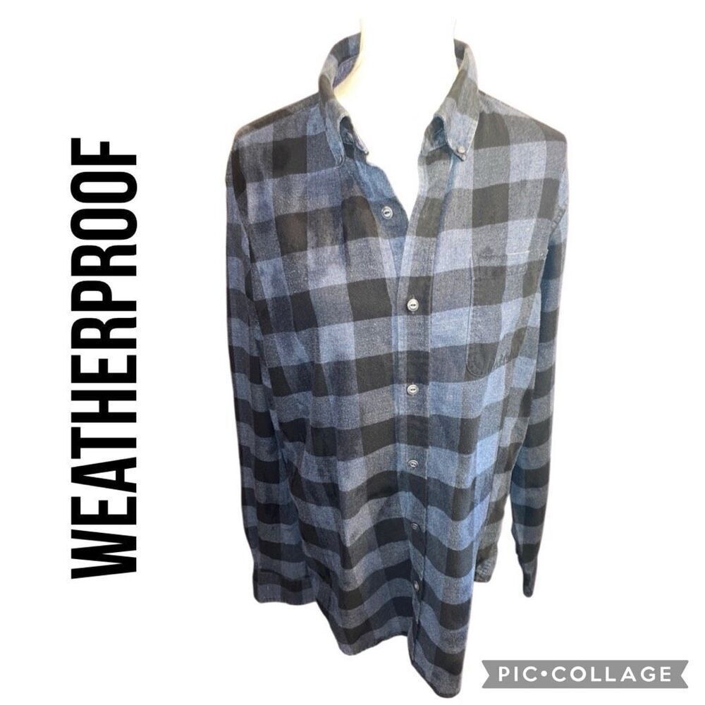 Weatherproof Men’s Buffalo Plaid Flannel Button Down Shirt Size LT